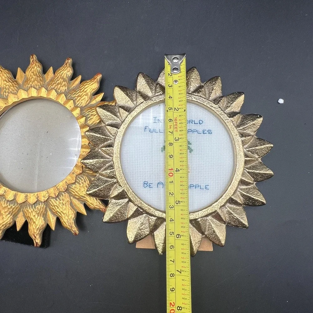 Vintage Celestial Sun Gold Picture Frame Free Standing Set of 2 Terragrafics